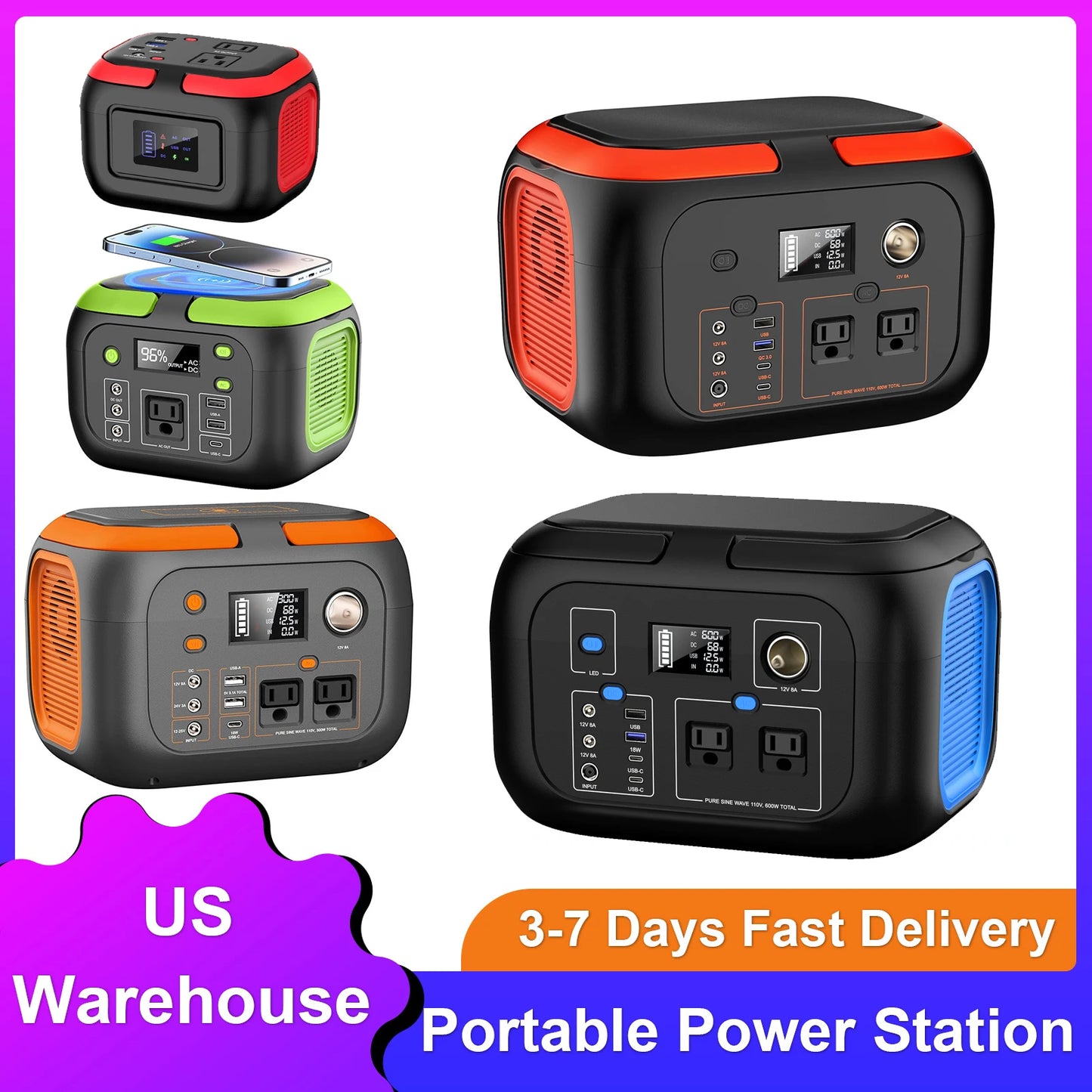 600W/300W/200W/120W Portable Power Station,Solar Generator