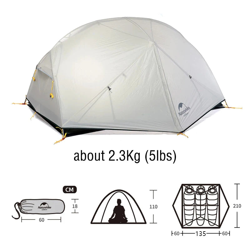 2 Person Camping Tent Ultralight  Nylon Backpacking Waterproof