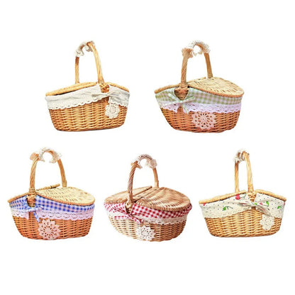 Woven Wicker Basket Picnic Camping Storage Home Decor