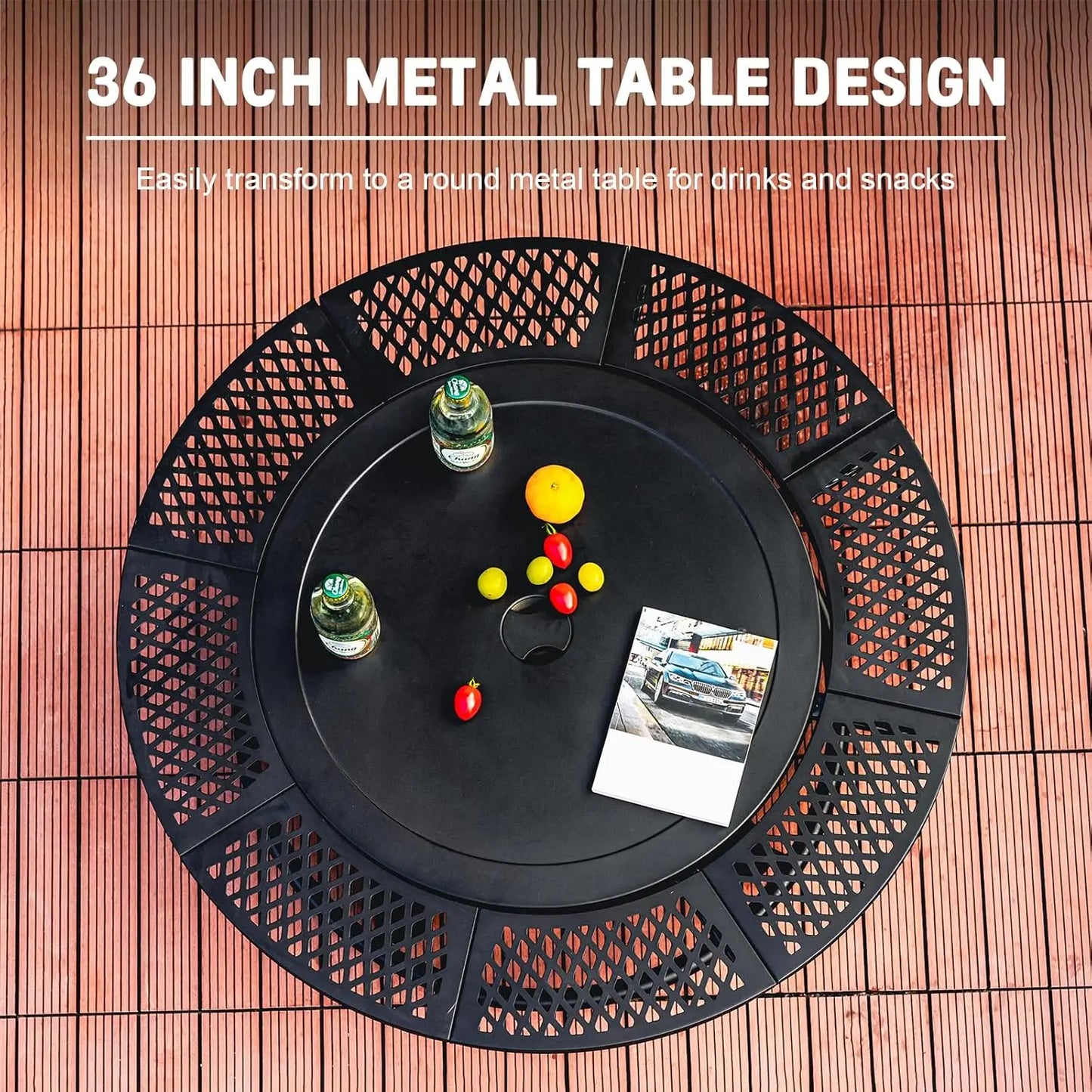 36 Inch Fire Pit with 2 Cooking Grills,