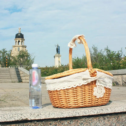 Woven Wicker Basket Picnic Camping Storage Home Decor
