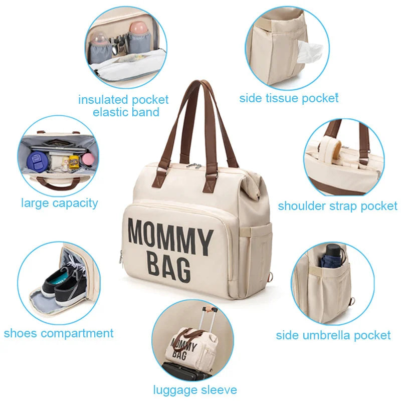 New Fashion Mommy Bag Backpack for Outdoor Travel Baby Care Large Capacity Multifunctional Diaper Bag Nappy Organize Stroller