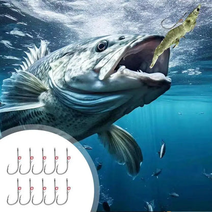 10Pcs/Set Live Shrimp Bait Hooks Carbon Steel Barbed Fishhook