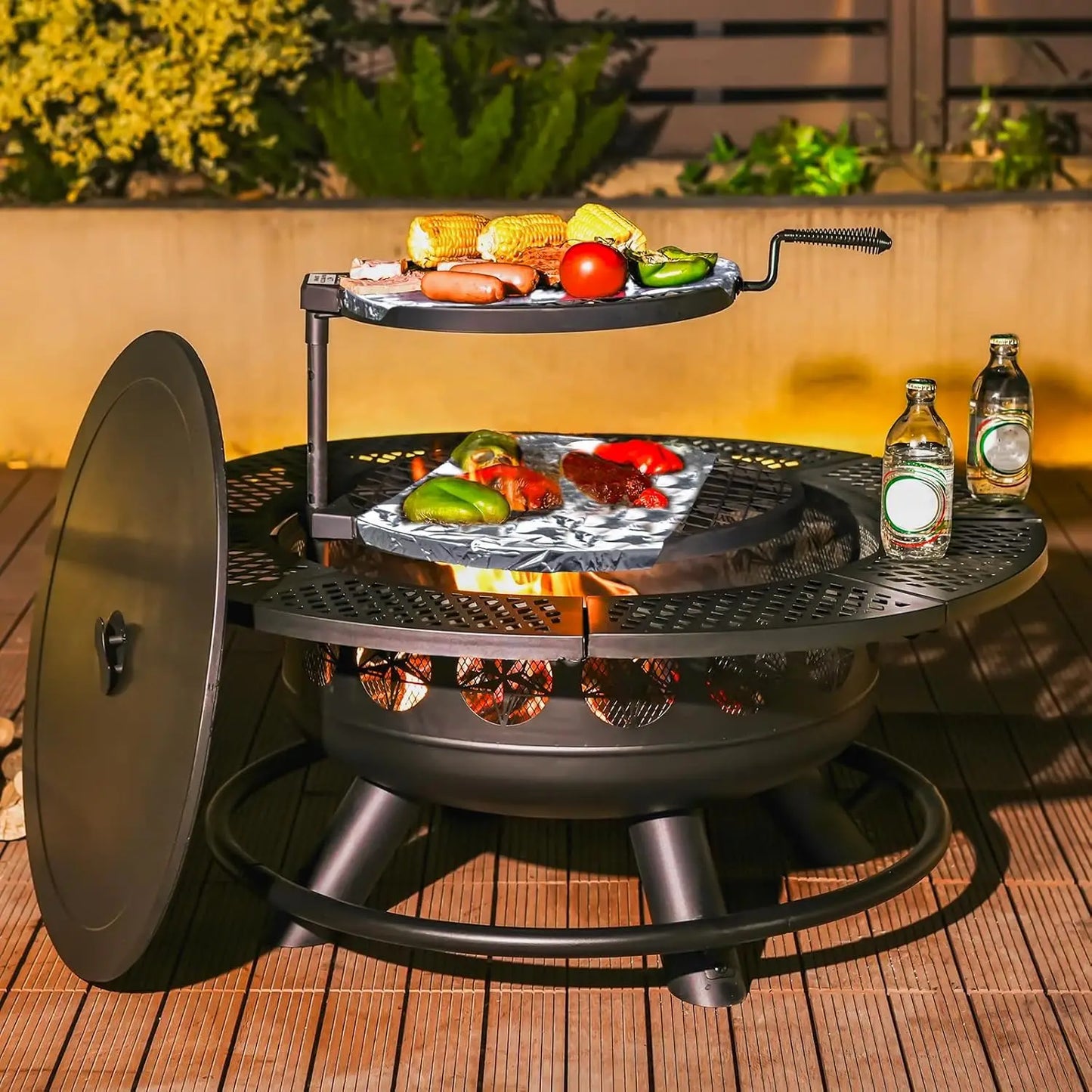 36 Inch Fire Pit with 2 Cooking Grills,