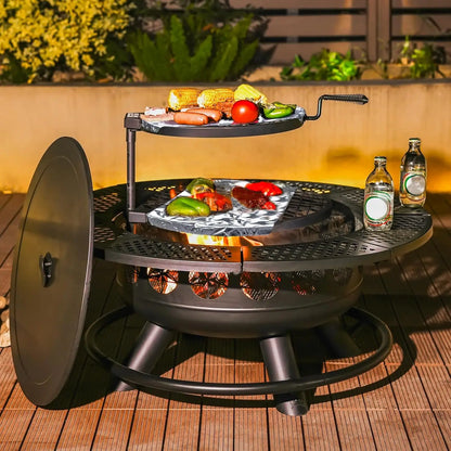 36 Inch Fire Pit with 2 Cooking Grills,