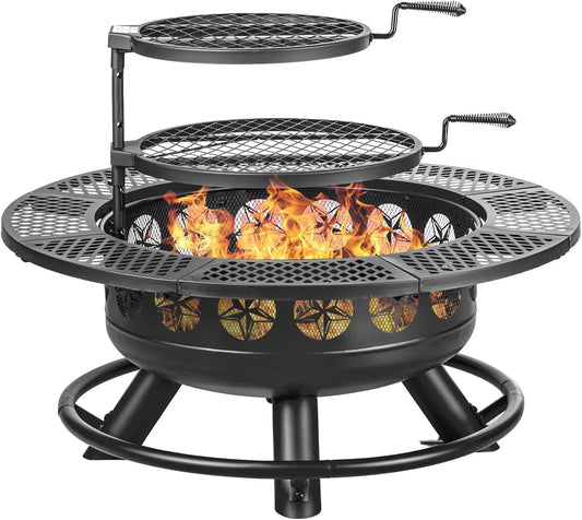 36 Inch Fire Pit with 2 Cooking Grills,