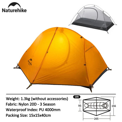 Naturehike Cycling Tent 1 Person Tent Ultralight Bicycle Tent Double Layer Fishing 4 Season Tent Waterproof Outdoor Camping Tent