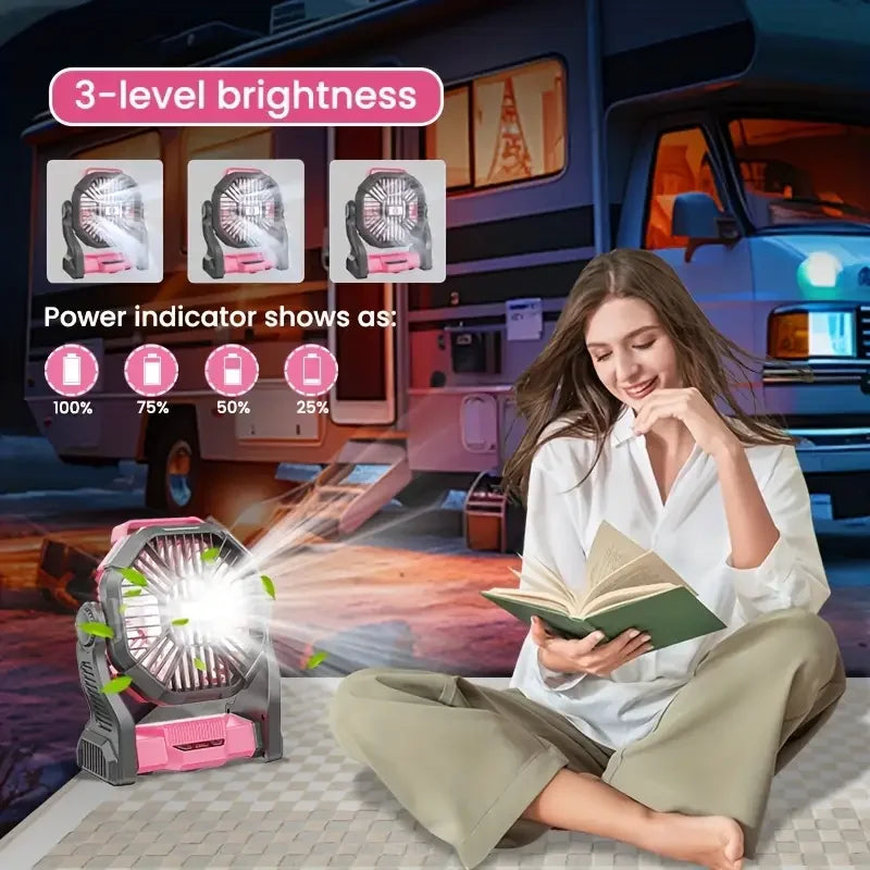 Charging + Lighting + Fan Three-In-One Electric Camping