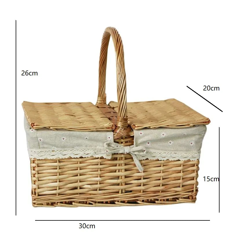 Woven Wicker Basket Picnic Camping Storage Home Decor