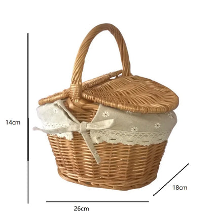 Woven Wicker Basket Picnic Camping Storage Home Decor