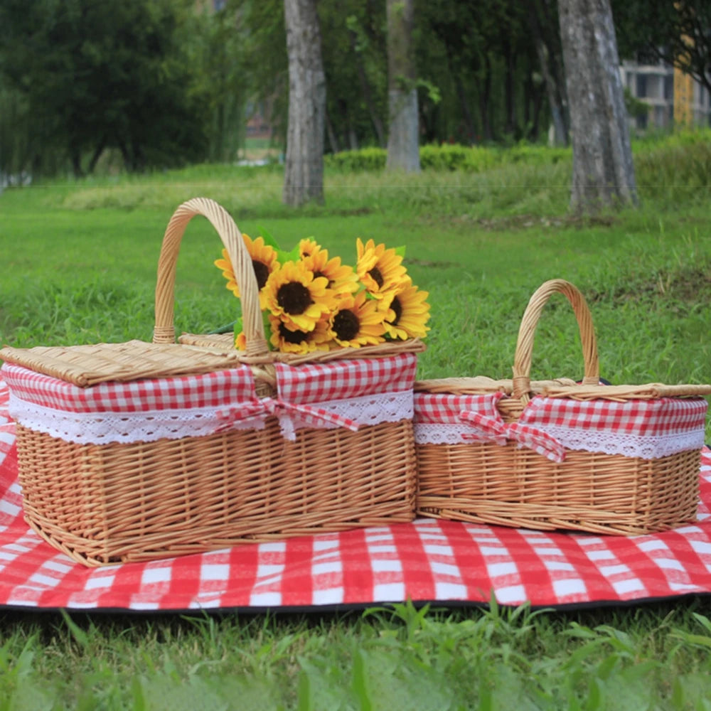 Woven Wicker Basket Picnic Camping Storage Home Decor