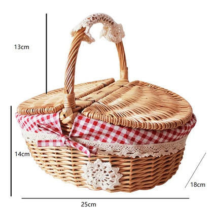 Woven Wicker Basket Picnic Camping Storage Home Decor