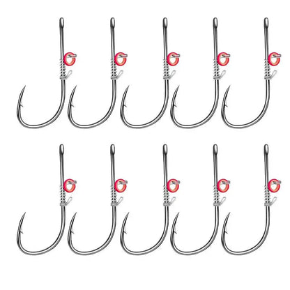 10Pcs/Set Live Shrimp Bait Hooks Carbon Steel Barbed Fishhook