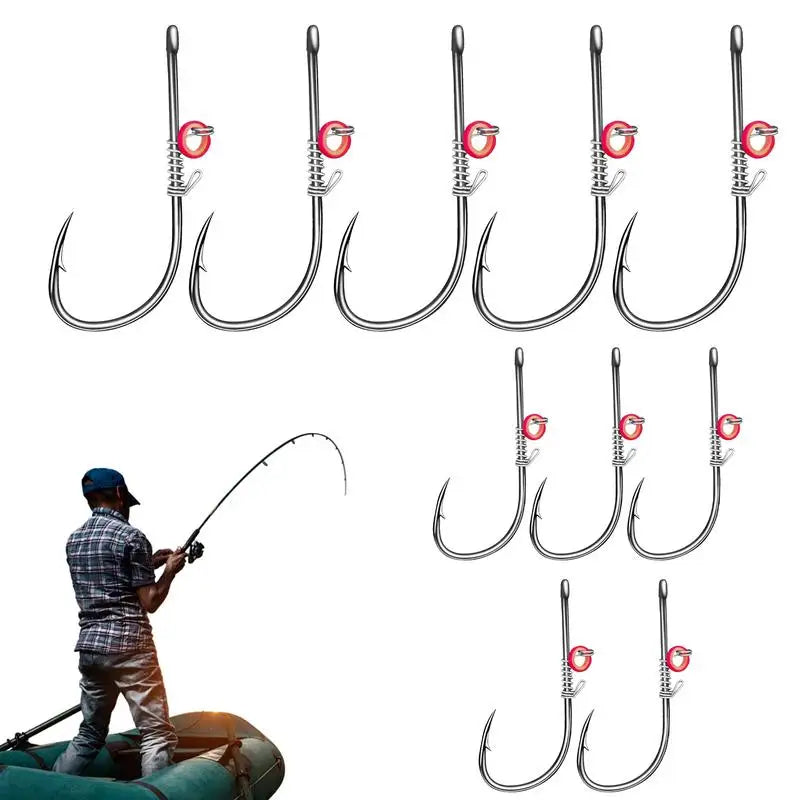 10Pcs/Set Live Shrimp Bait Hooks Carbon Steel Barbed Fishhook